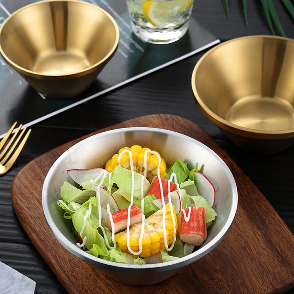 

Exquisite Stainless Steel Ice Cream Bowl Korean Style Dessert Salad Container Clear Bright Long Service Life Perfect for Fruits