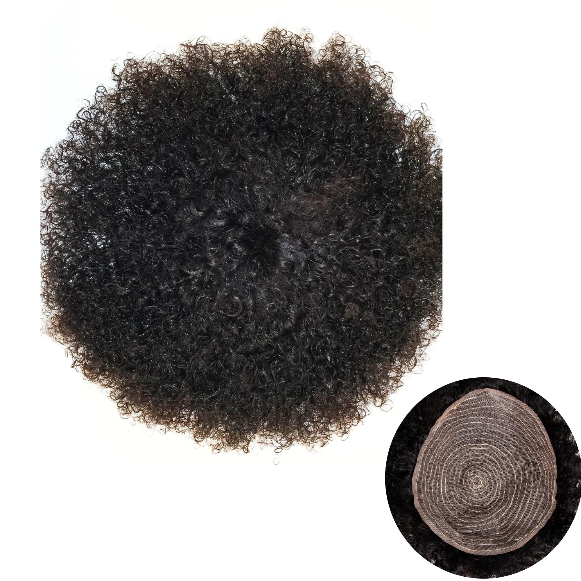 데시 투페 탑퍼 아프로 스타일 100% 인모 풀 머신 메이드 헤어피스 곱슬곱슬한 아프리카계 미국인 남성용 가발