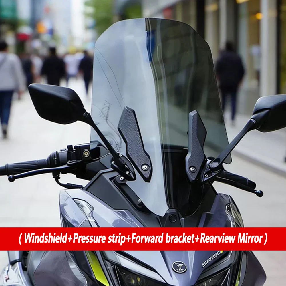 rearview mirror moved forward windshield For Voge SR150R with raised front windshield deflector and rain shield with bracket