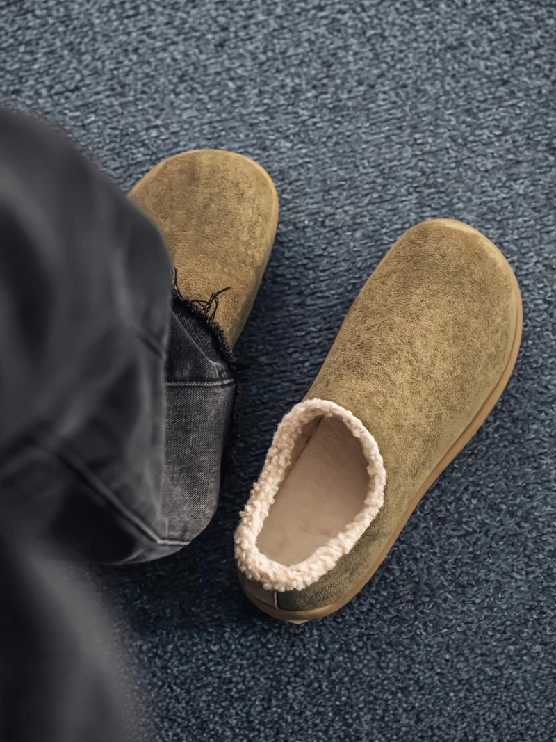 

Men's Winter Fleece Lined Cotton Shoes Casual Sports Anti-slip Soft Bottom Retro Bean Bean Shoes Slip-On Outdoor ...