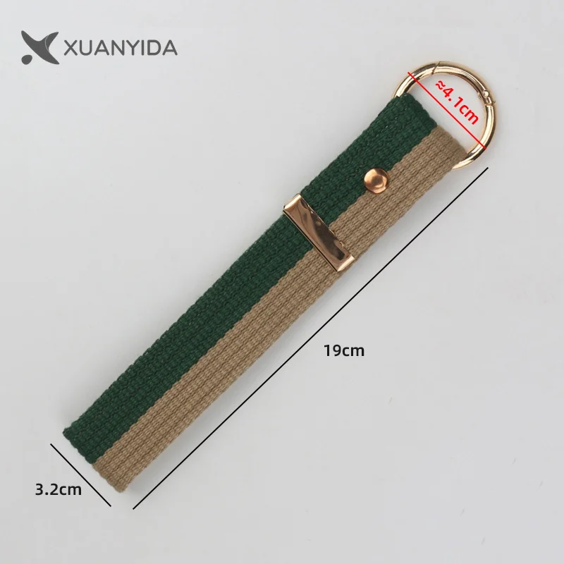 Creative Intercolor Cotton Strap Keychain Key Holder Carabiner Key Ring For Backpack Pendant Hanging Cord Baggage Tag Key Chains