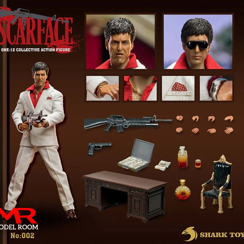 

SHARK TOYS 002 1/12 Furious Tony Al Pacino Figure Model 6'' Male Soldier Action Figure Body Doll Full Set Collectible Toy