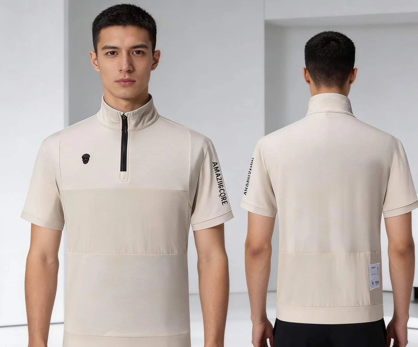 

Новая мужская рубашка для гольфа с коротким рукавом 2026 года, корейский стиль, воротник-стойка, дышащая, быстросохнущая, повседневная спортивная футболка для гольфа