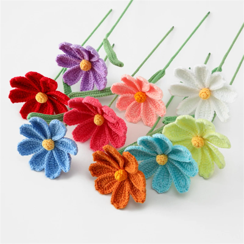 Handmade Milk Cotton Wool Gesang Flower Branches Finished Eight-Petal Flower Color Home Living Room Decoration Simulation Flower