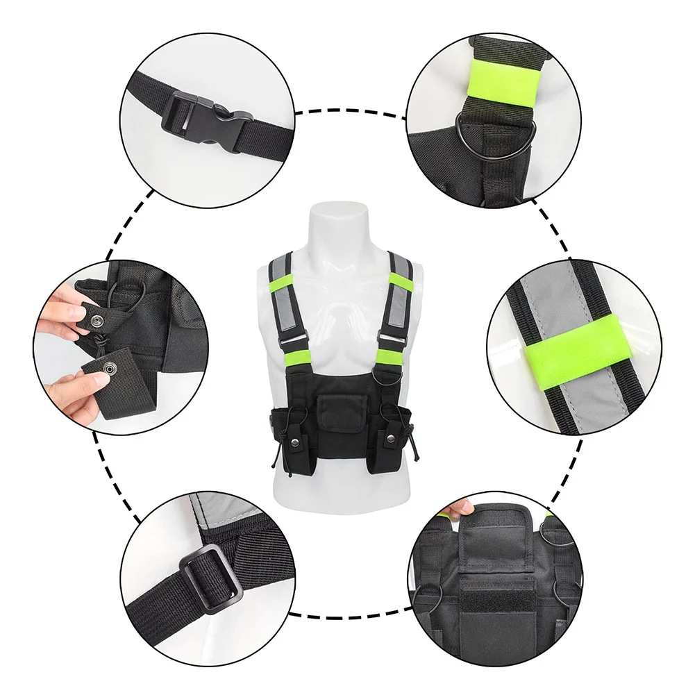 Peito Rig Bag para Walkie Talkie, Rádio Harness, Pacote de bolso, Coldre Vest para 2 Way Radio