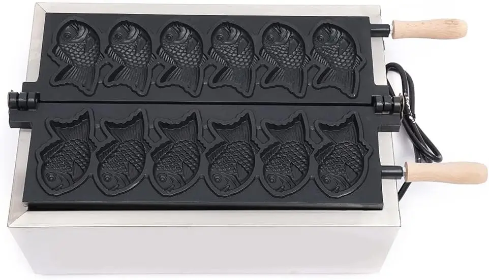 ماكينة صنع الوافل الكهربائية ماكينة صنع الوافل الكهربائية على شكل سمكة Taiyaki ماكينة خبز الكعك التجارية قالب Taiyaki على شكل سمكة بيكر