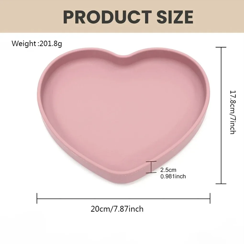 1pc Baby Silicone Heart Shape Plate, Must Have For Baby Dining Table, Compatible With Dishwasher And Microwave, Multi Colors