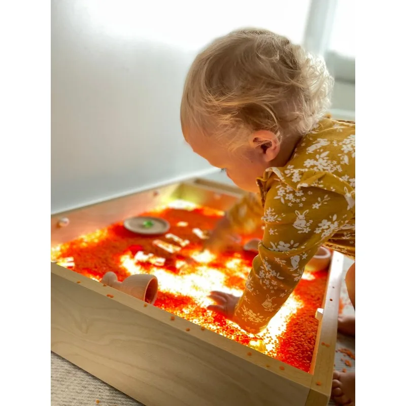Kindergarten early education enlightenment solid wood color light box sand painting box playing water sense box