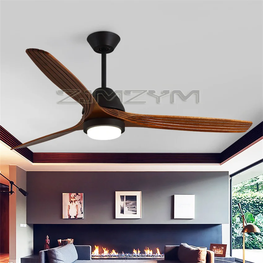 52 بوصة LED مروحة سقف خشب متين مروحة بمصباح تحويل التردد 3-color مروحة سقف 6-speed التحكم عن بعد الرجعية غرفة المعيشة