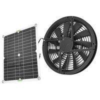 ABKP-Solar Panel Fan Kit 10In 100W Waterproof Solar Panel Round Ventilation Case Exhaust Fan For Chicken Coop Greenhouse Shed