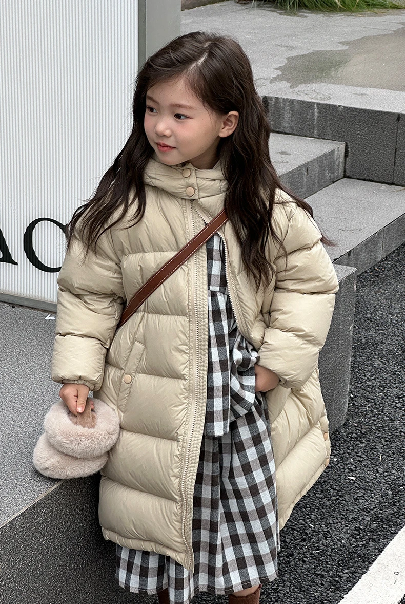 Children Down Jacket Winter Warm Hooded White Duck Down Filled Thickened Coat