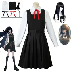 Anime Gaun Kostum Chainsaw Man Cosplay Mitaka Asa Seragam JK School Uniform Women's Shirt Uniform Dress Halloween Party Set