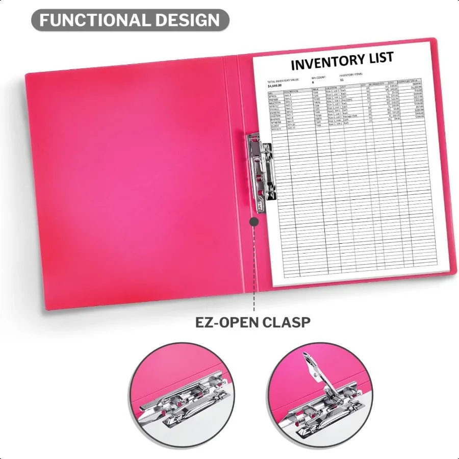 펀치 클램프 바인더 4팩 다양한 색상 링 바인더 100장 레터 사이즈 문서 보관 8.5x11 폴더 금속 클립 포함