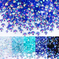 Blue 2-5mm Wholesale Resin Rhinestones for Clothing Decoration Non Hotfix Crystal Nail Art Flatback Jelly Rhinestone Accessories