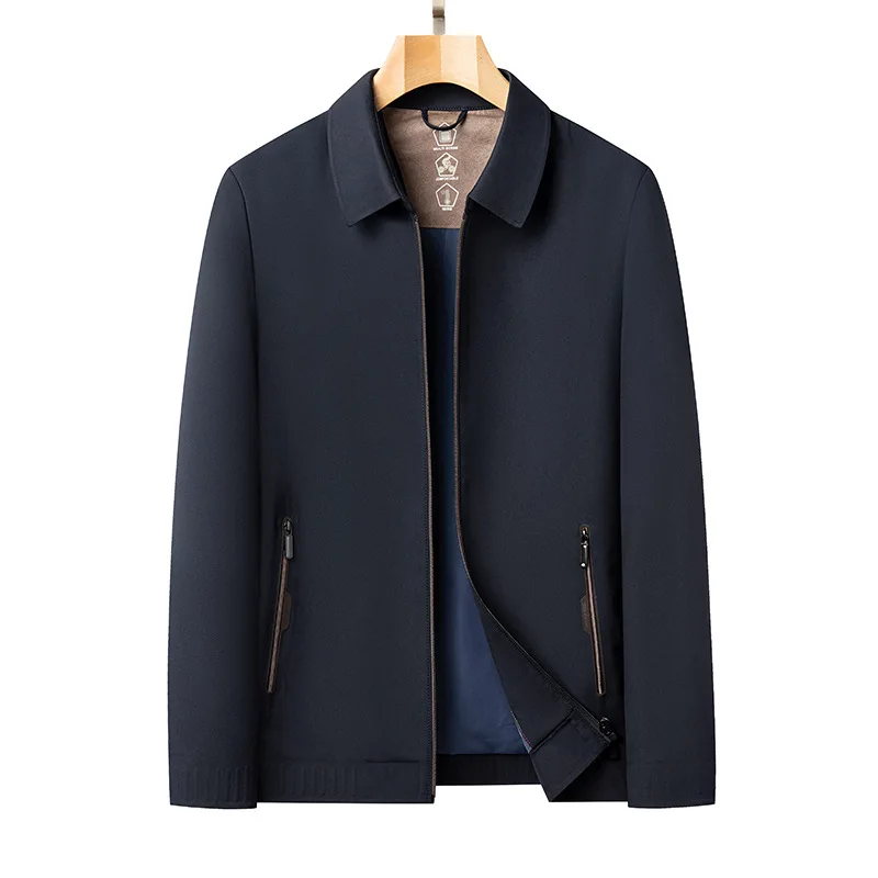 Spring and Autumn Polo Neck Jacket Male Cadre Leader Business Middle Aged Dad Thin Solid Coat