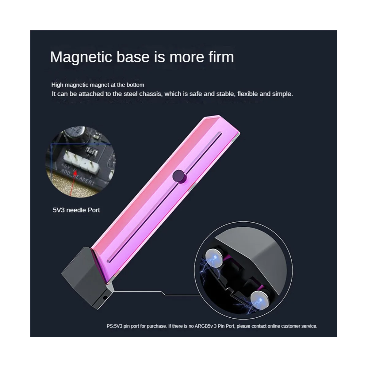 ARGB Graphics Card Bracket, GPU Brace, Decoração do Chassis, Video Card Stand Holder, 5V, 3Pin