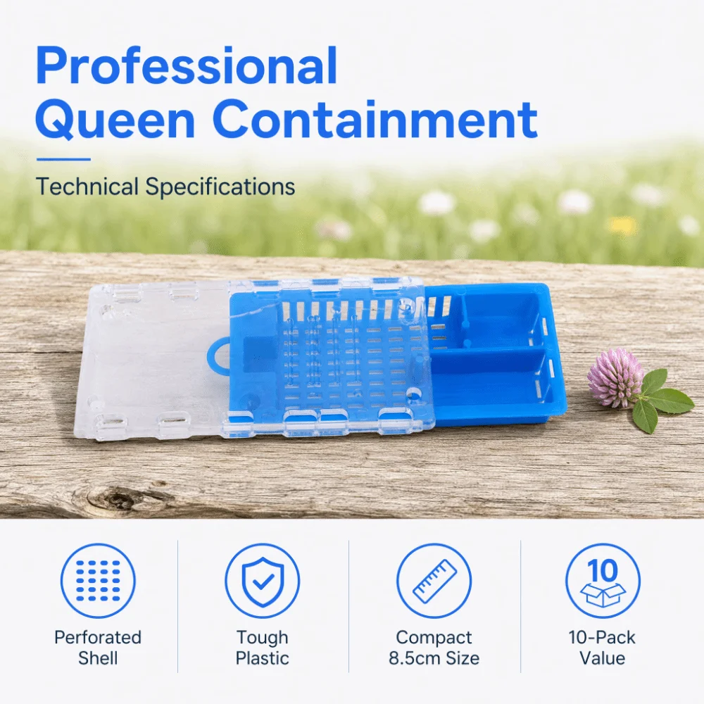 10pcs Plastic Queen Bee Cage Transparent Cover Small Holes Plastic Queen Bee Cage Abrasion Proof Lightweight Beekeeping Supplies