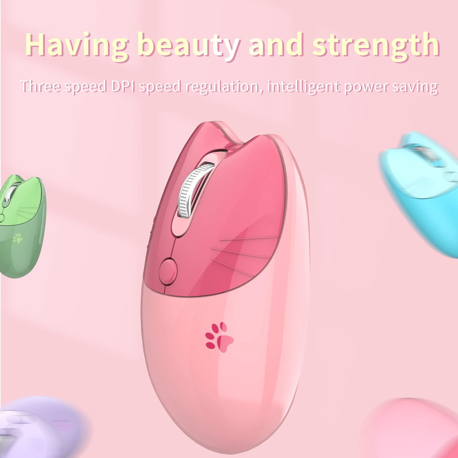 MOFii 1 Piece Dual-Mode Wireless Mouse, Gradient Cat Shape Cute Mouse, Bluetooth & 2.4G Silent Office Mouse,Battery Not Include