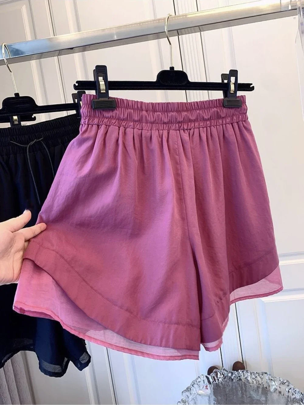 Pantaloni corti da donna larghi boxer neri trasparenti per la casa design classico abbigliamento di moda 2025 comodi pantaloncini economici eleganti XL per le donne