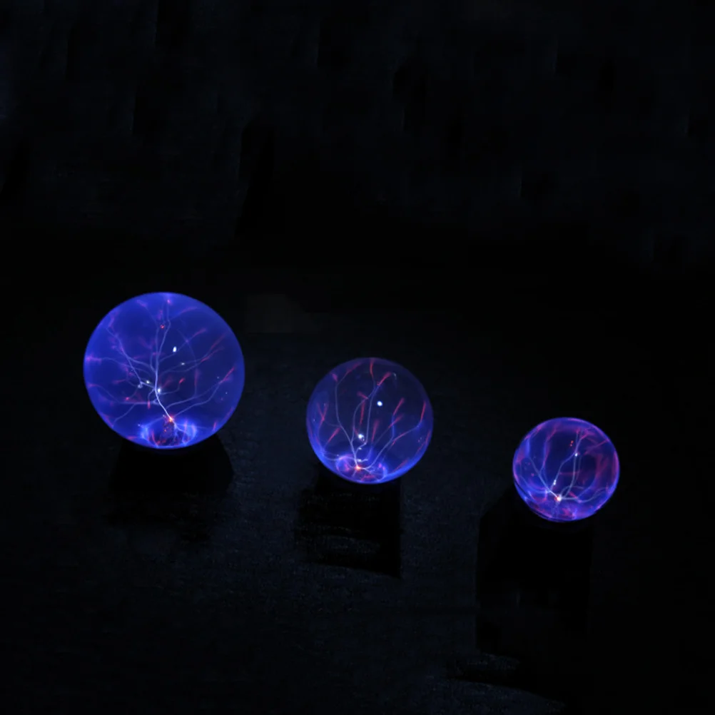 8 Inch Activated Plasma Ball Lamp Blue Plug Interactive Electric Globe For Home Office Desk Decor Stem