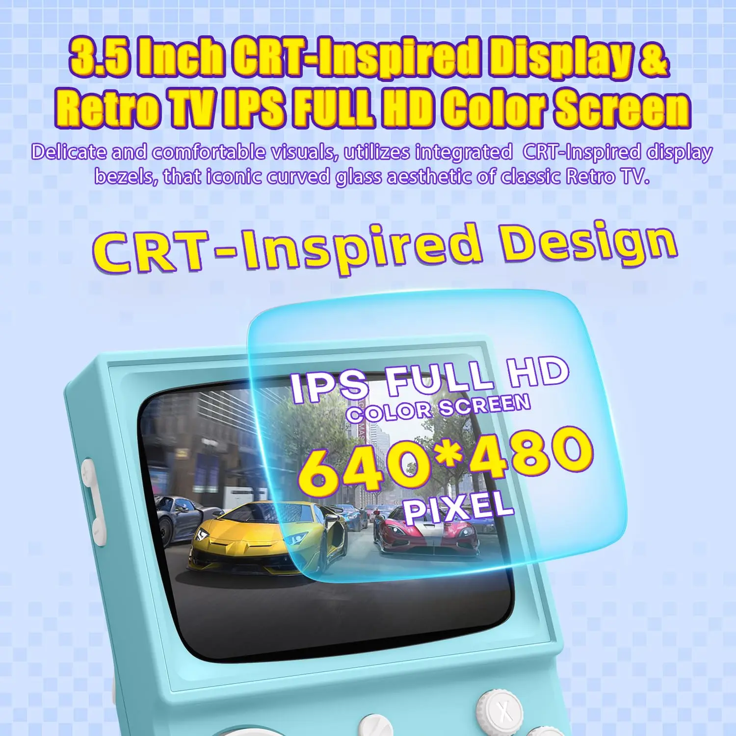 وحدة تحكم ألعاب محمولة R36T ريترو، شاشة CRT 3.5 بوصة، نظام EmuELEC، 64 جيجابايت مدمج 18000 لعبة كلاسيكية، تدعم 5G Wi