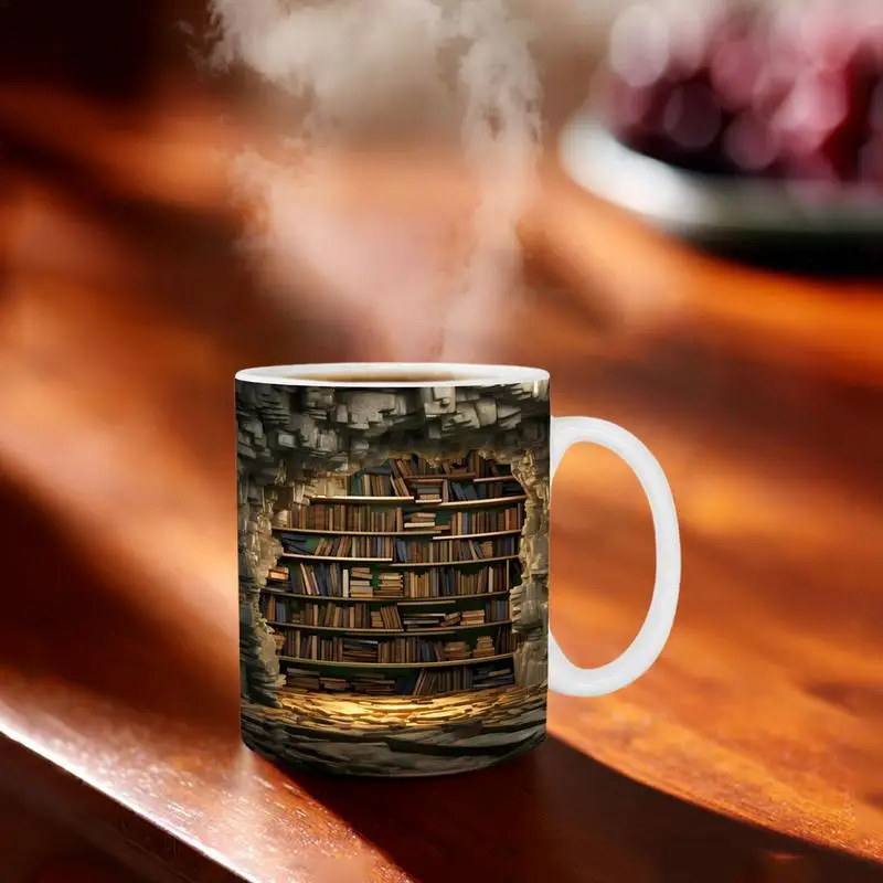 Ceramic Book Mug Book Lovers Coffee Mug 350ml Creative 3D Library Shelf Cup Novelty Ceramic Mug For Readers Bookaholic Gift