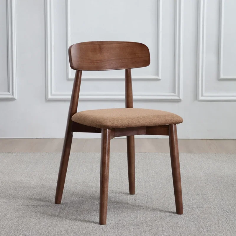 

Solid wood dining chair household modern simple Nordic pure solid wood chair living room small apartment walnut log dining table