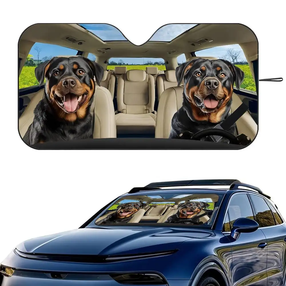 

Rottweiler Dog Driver Car SunShade Windshield Foldable Three-layer Insulation Sunshade By Suction Cup Blocks UV Rays Sun