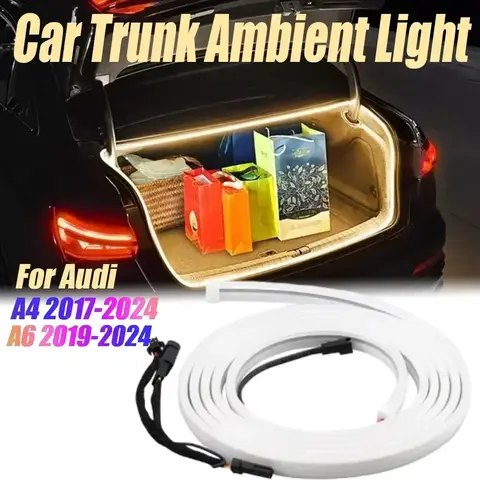 아우디 A4, A6, 2017, 2018, 2019, 2020, 2021, 2022 2024, 3M, 12vcar 트렁크 라이트, 주변 장식 분위기 램프, 유연한 LED 스트립