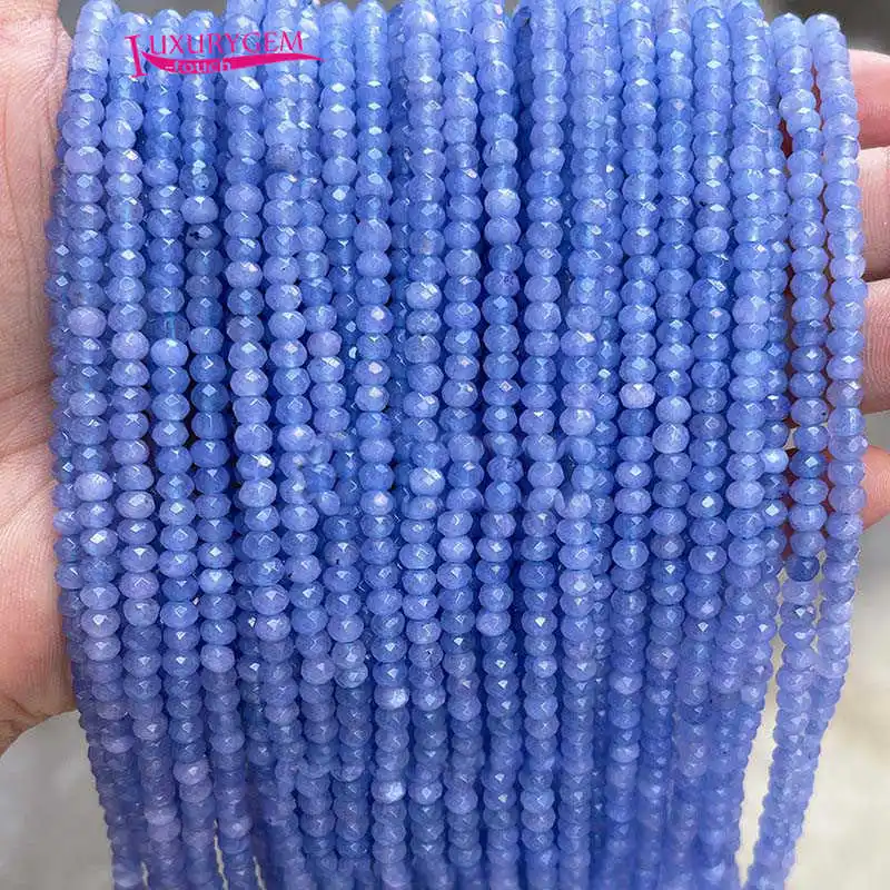 Natural Jades Stones Loose Seed Beads 2x4mm Faceted Spacers DIY Necklace Bracelet Jewelry Making Accessories wk246