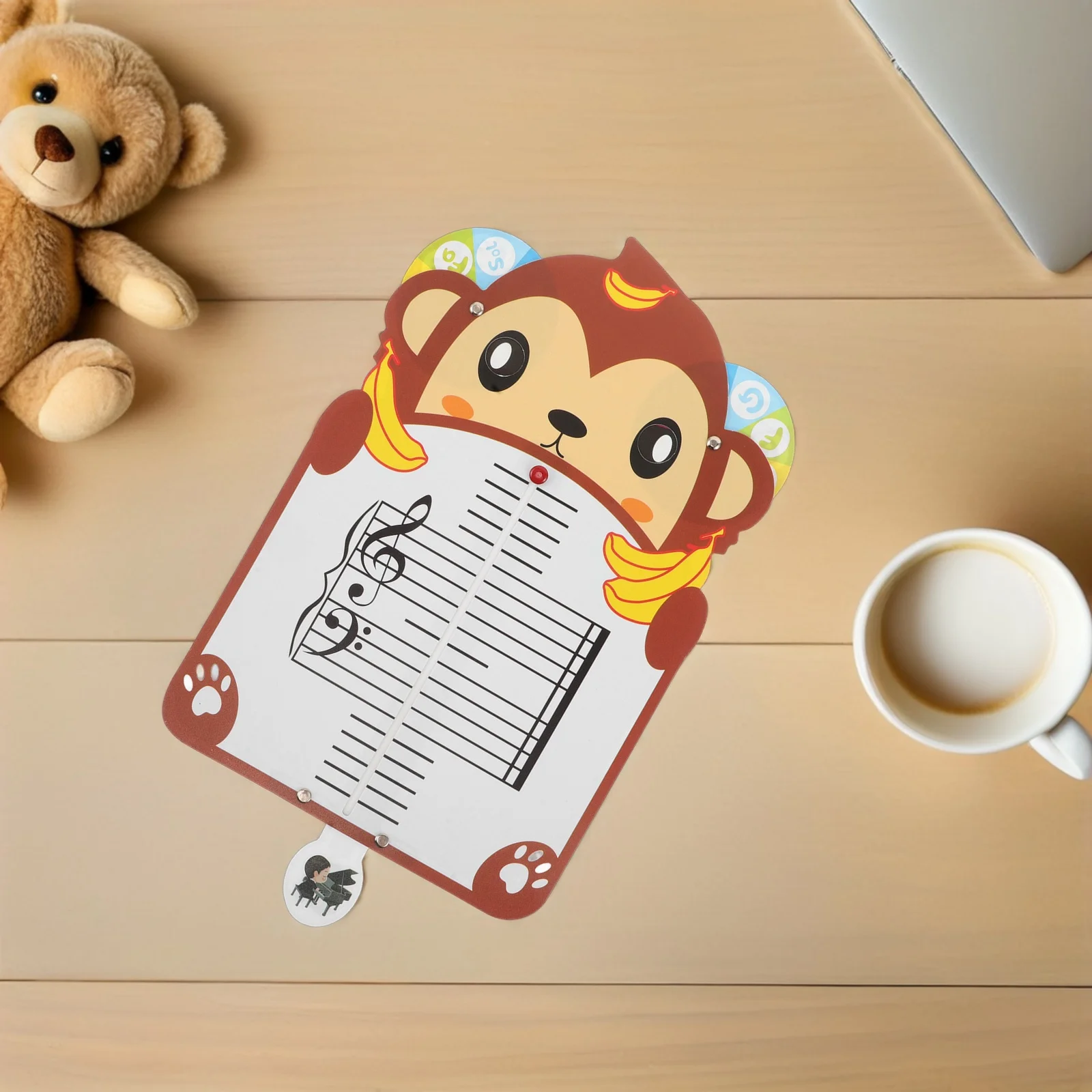 

Cute Monkey Staff Whiteboard Portable Practice Board Beginner Friendly Music Theory Learning Tool For Home Classroom Use