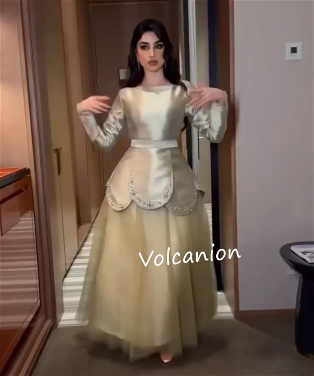 Customized Charmeuse Sequined A-line Jewel Midi Dresses Bespoke Occasion Evening Formal Classic High Quality