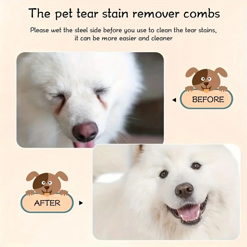 Small Cat Dog Pet Eye Comb Brush Pet Tear Stain Remover Comb Double Sided Eye Grooming Brush Removing Crust Mucus for