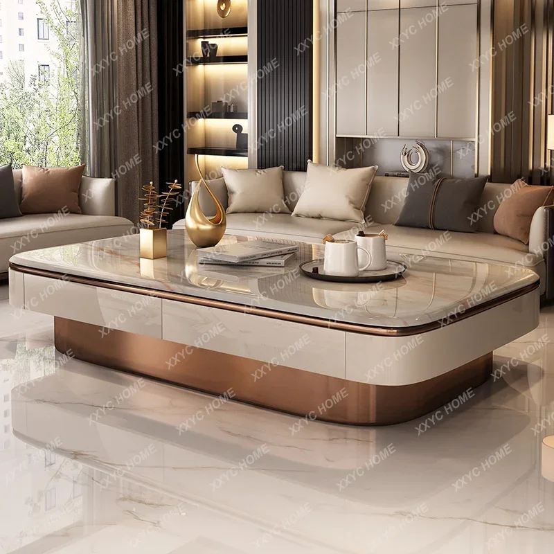 XXflat-floor coffee table microcrystalline stone villa living room lengthened 1.8 meters high household large apartment