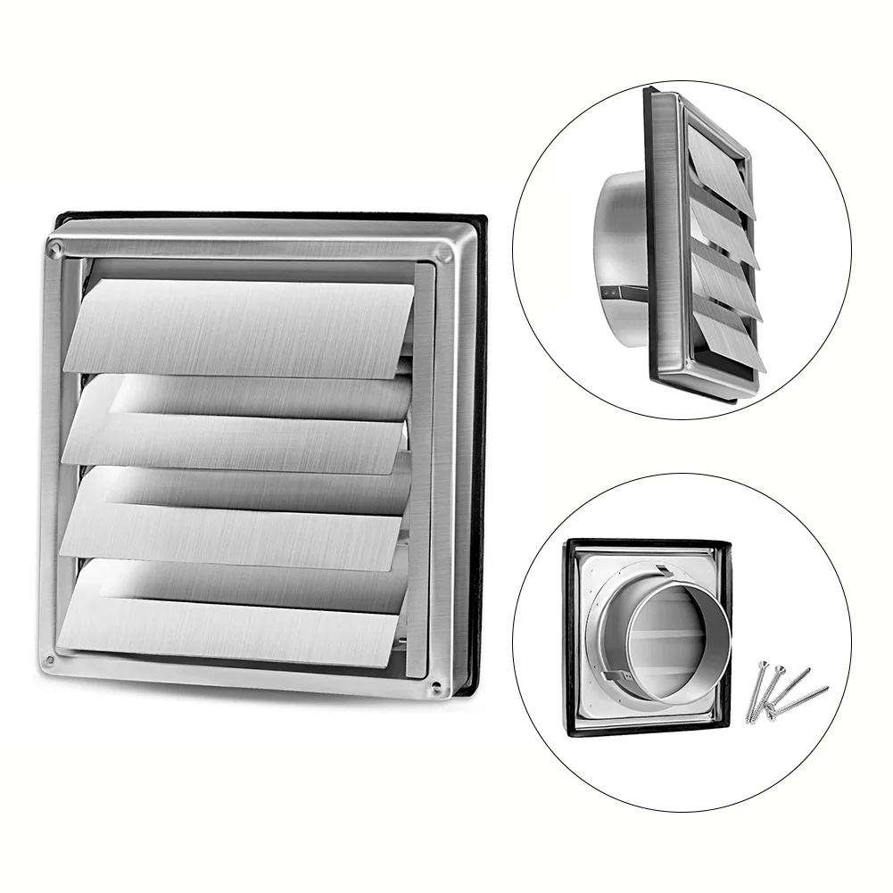 

1SET 4/5/6inch Stainless Steel Gravity Grille Duct Vent Cover With Non-Return Louver 100/125/150mm Home Improvement Accessories