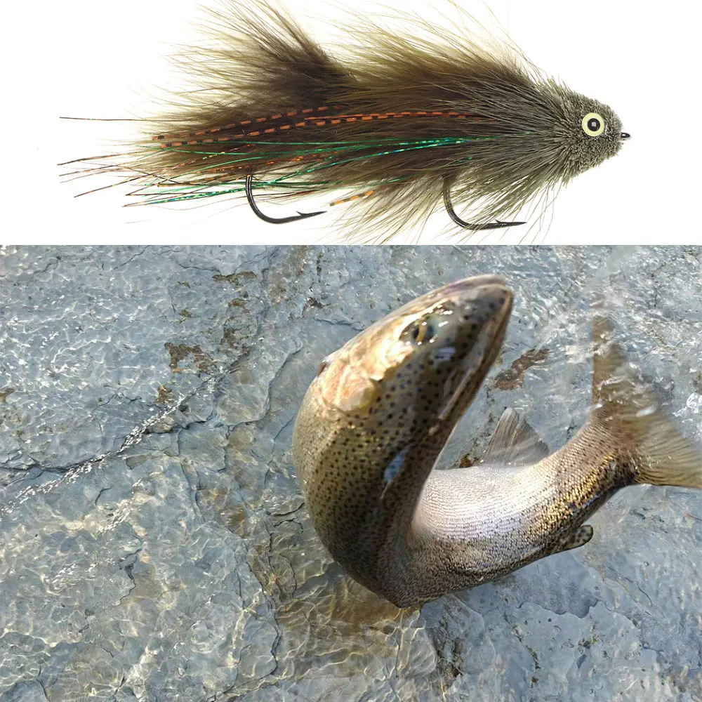 1/2 Stück Gelenkige Fisch-Streamer aus Hirschhaar, Bass- und Insekten-Streamer, Fischgräten-Streamer, Big Game Fisch, Meeresfischen, Hecht-, Barsch- und Forellen-Angelköder – Detail 6