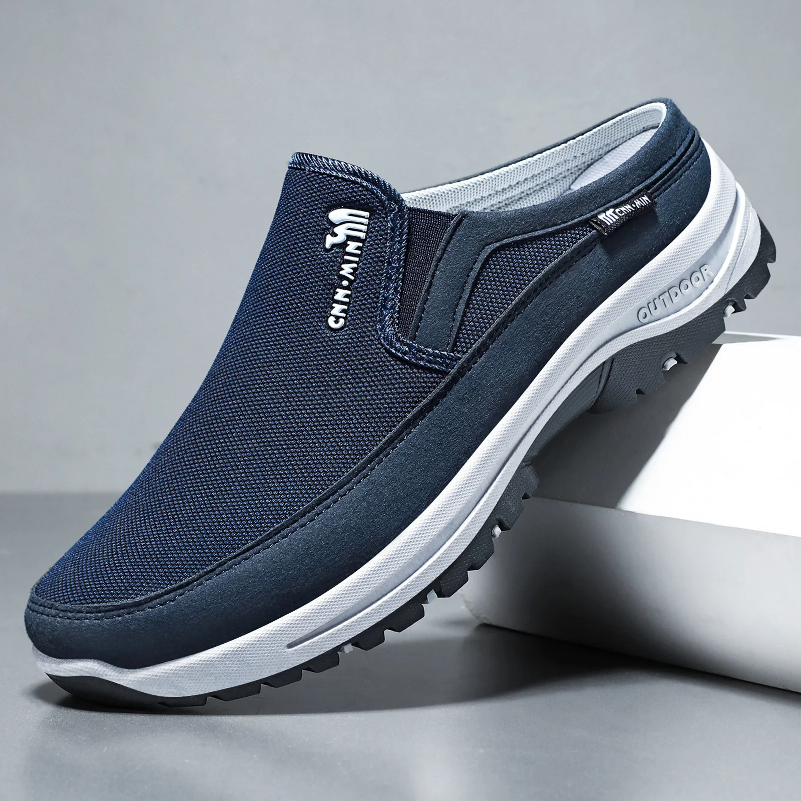 Men's Shoes, Casual Cloth Shoes, Breathable Lazy Shoes, Toe Caps, Outdoor Sports Half Shoes