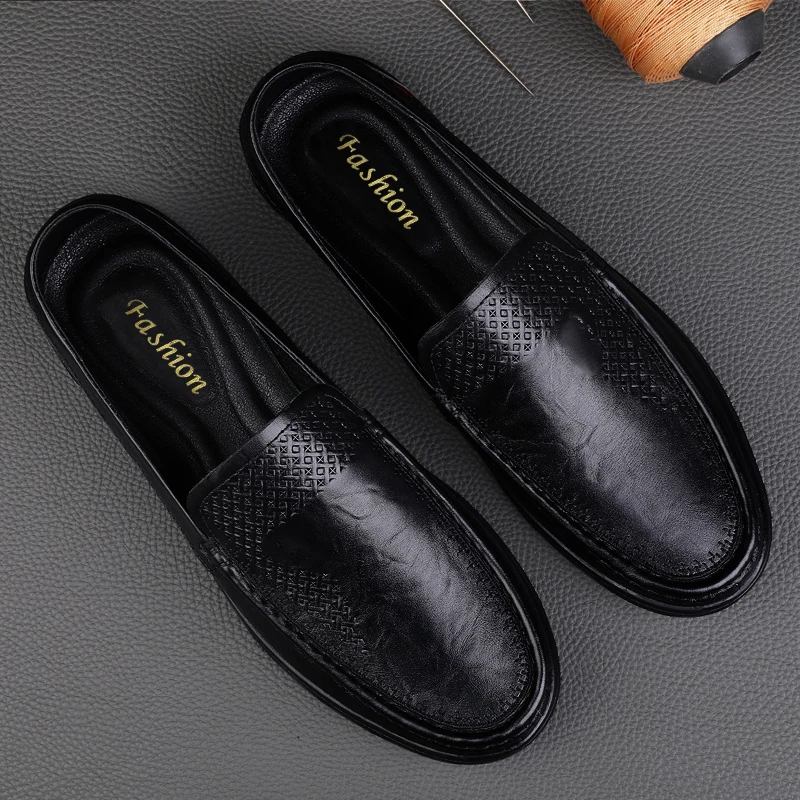 Mocassins en cuir véritable pour hommes, chaussures de conduite confortables, décontractées, faites à la main, baskets de haute qualité