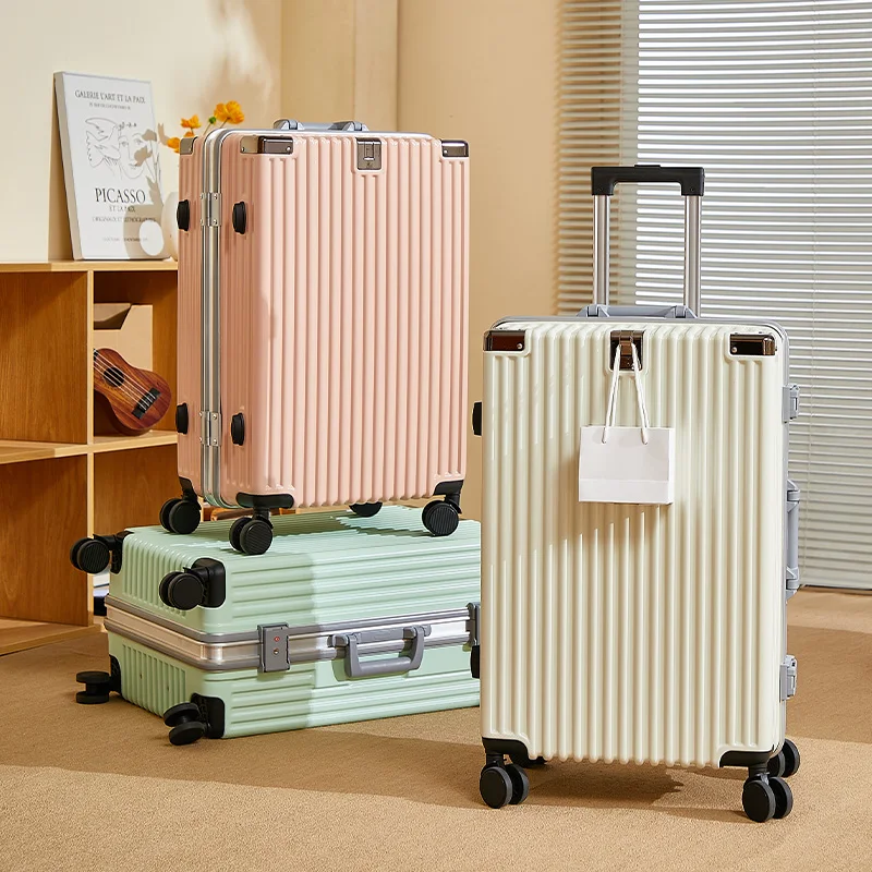 20/22/24/26 بوصة الألومنيوم الإطار الأمتعة حقيبة السفر مقبض حقيبة أمتعة للرجال والنساء مع عجلات عجلات عالمية
