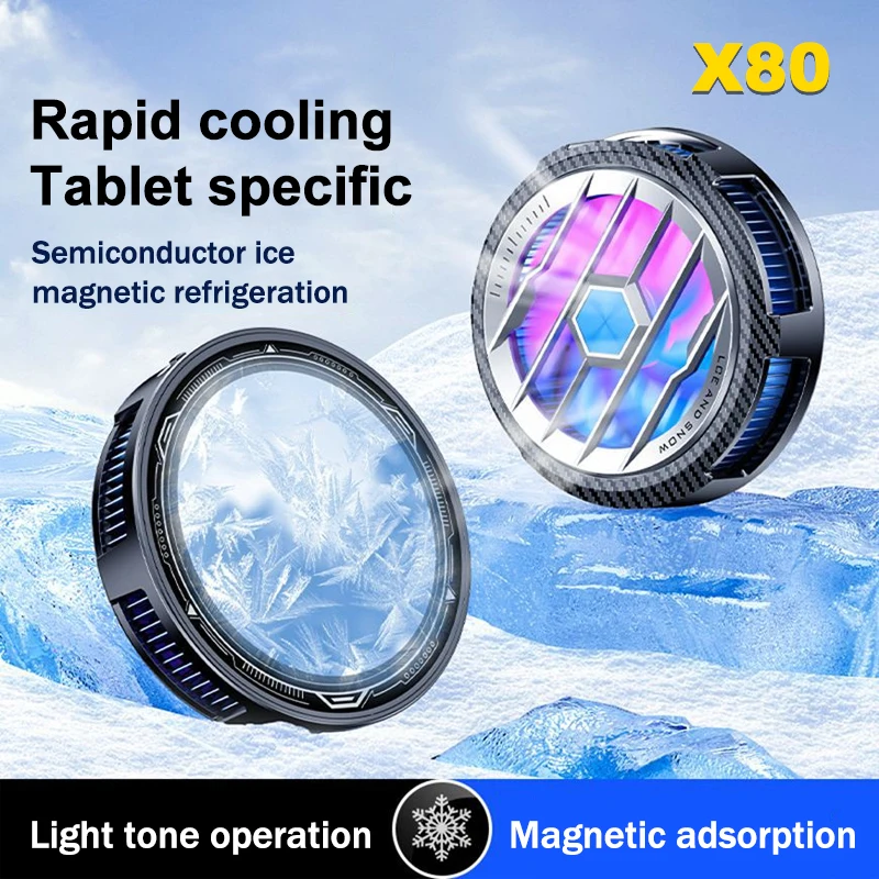 

X80 Tablet Cooler Magnetic Semiconductor Fast Cooling Fan Radiator for IPad/Android/Laptop PUBG 2 Gear Adjustable Cool Heat Sink