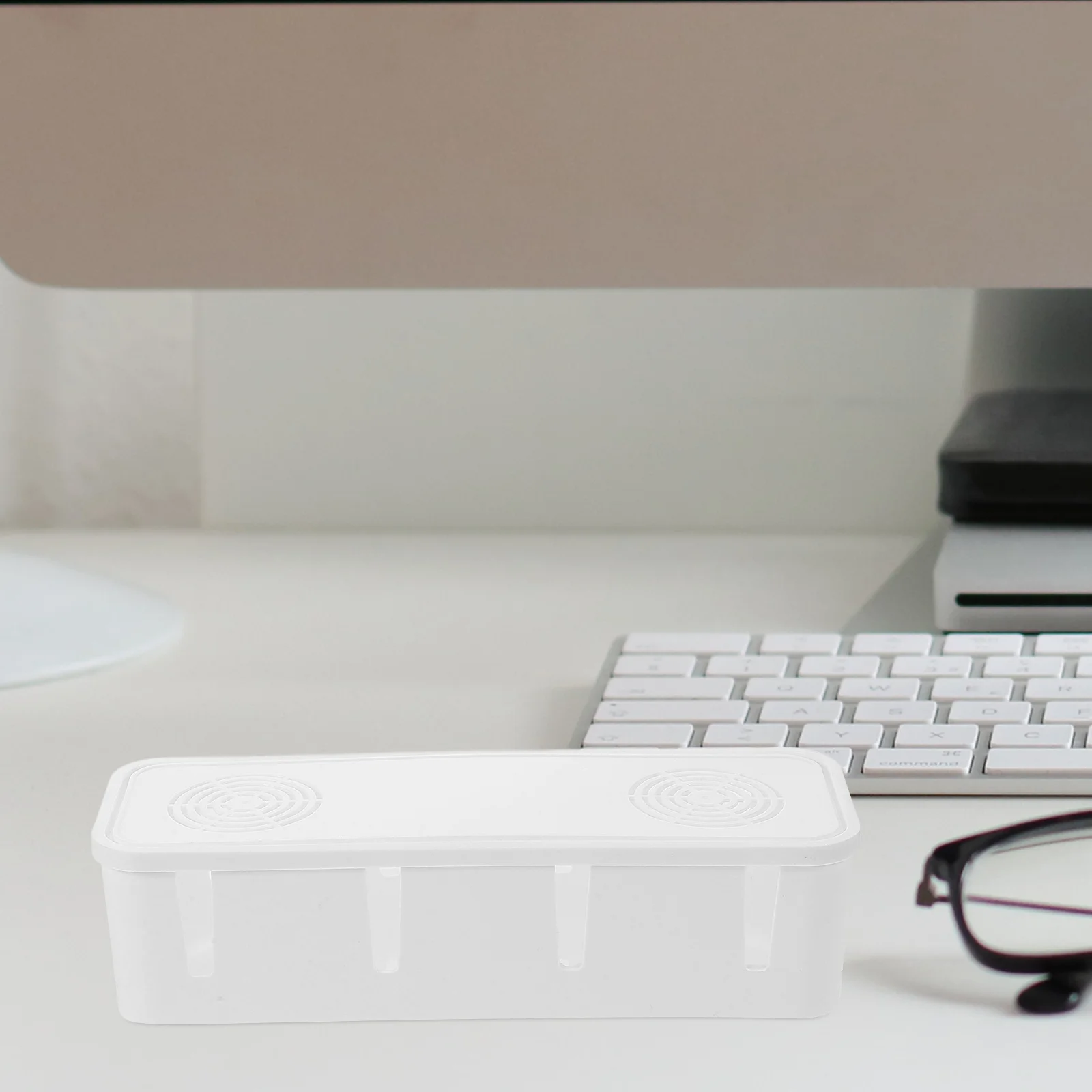 

2Pcs Cable Management Box for Desk - Power Cord Storage Box with Lid, Wire Organizer for Chargers Outlets and Cables, Dustproof