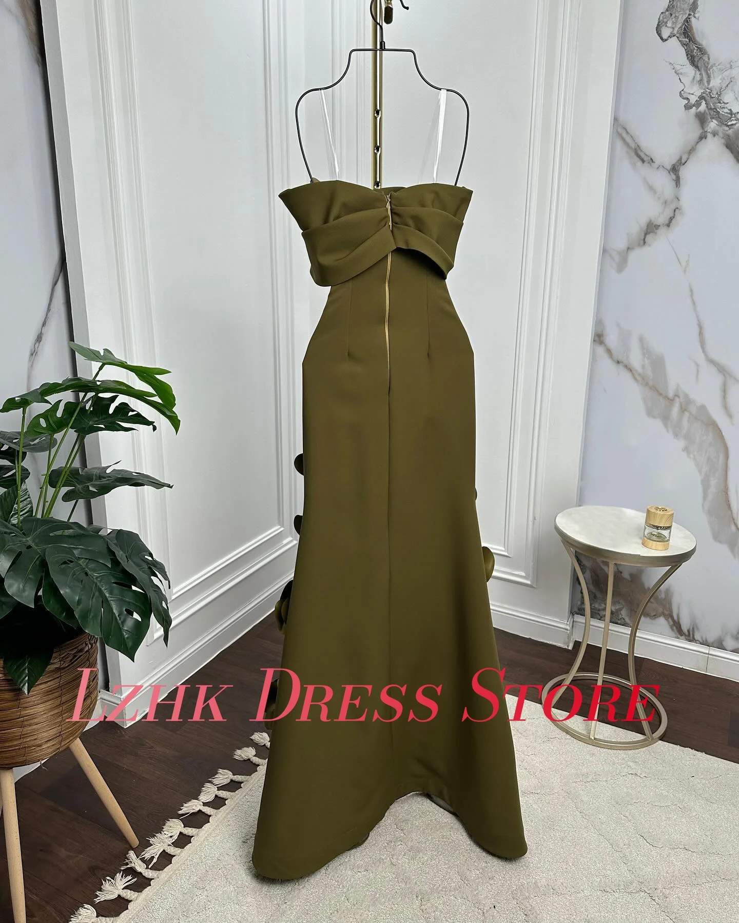 تخصيص مثير جيرسي ألف خط كريستال 3D الزهور مساء اللباس مزاجه أكمام حمالة الطابق طول فساتين المشاهير