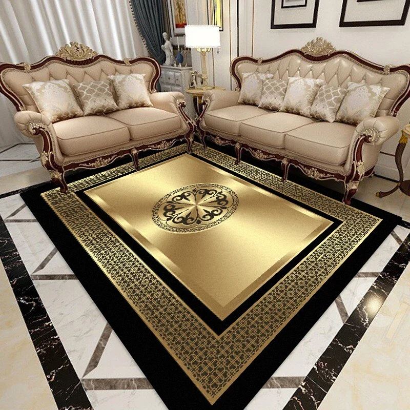 Modern Luxury Golden Carpet for Living Room Abstract Decoration Large Carpets Coffee Table Side Rug Rooms Decor Mat Tapis Salon