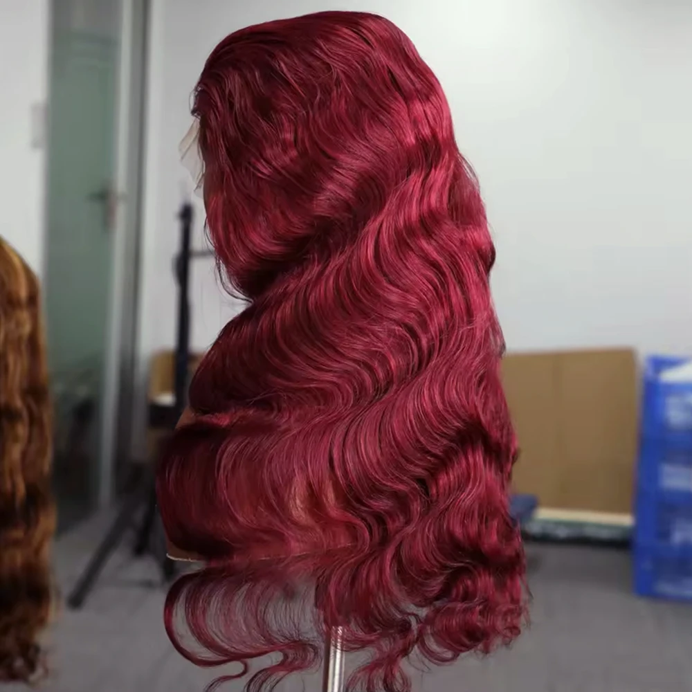 الجسم موجة 99J بورجوندي الدانتيل الجبهة الباروكات الشعر البشري 13x4 HD الدانتيل الباروكة الأمامية النبيذ الأحمر اللون 4X4 الدانتيل الجبهة الباروكات قبل قطعها
