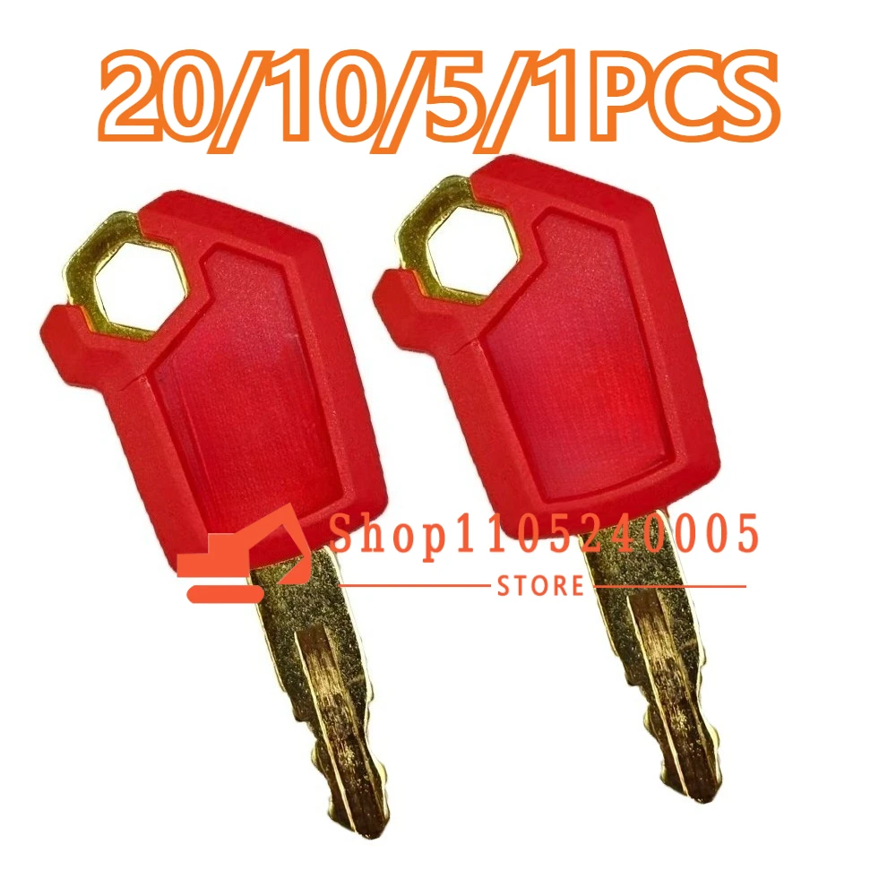 20/10/5/1PCS Red 5P8500 Ignition Key for Excavator Key 305.5 306 312 320d 330 336 345 Start Hook Lock Key Excavator