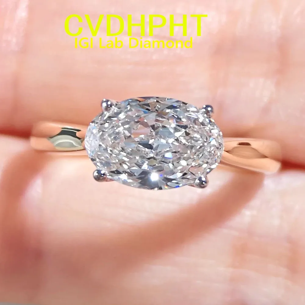 1-4 CT Simple Sparkling lab grown diamond Oval Shape solid gold Ring For Women Engagement Wedding Luxury High Quality Fine Jewel
