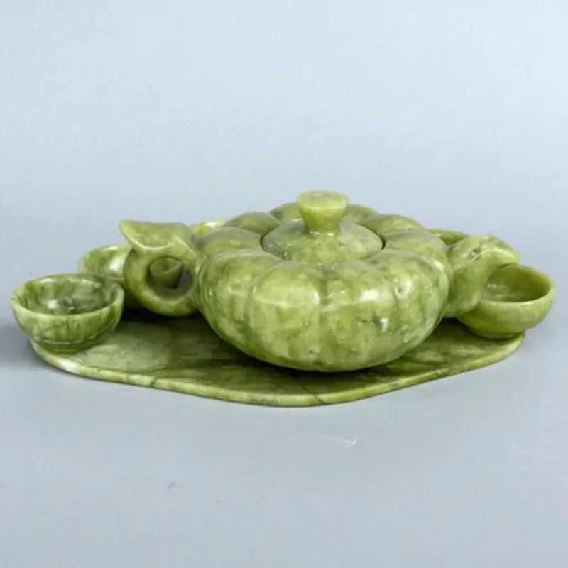 Traditional China Kung Fu Tea Cup Teapot Set Natural Jade Carving A Handmade Drinkware