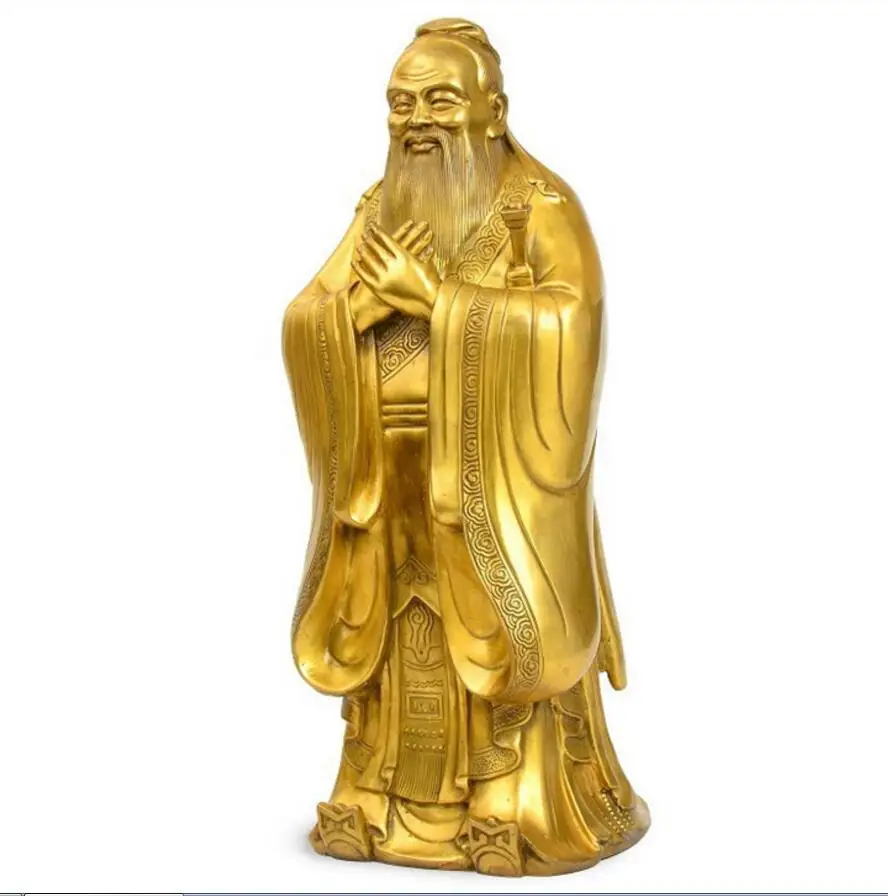 Copper Statue Pure copper Confucius statue decoration study office home decoration Confucius bronze statue academic crafts decor