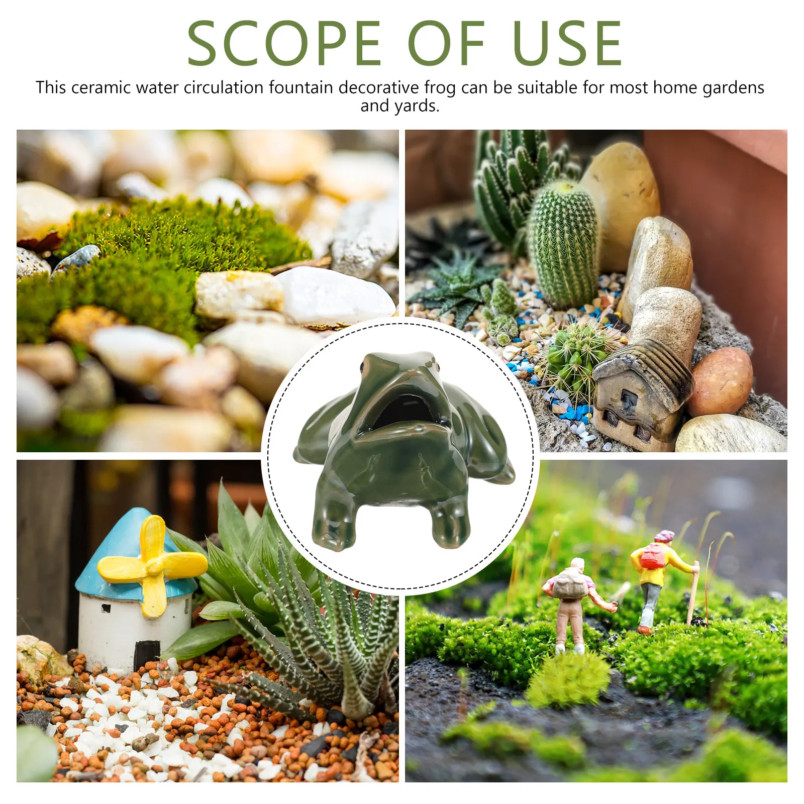 Circulating Fountain Frog Ceramic Decor Water Feature for Garden Courtyard Balcony Yard Outdoor Indoor Landscape Home Decor
