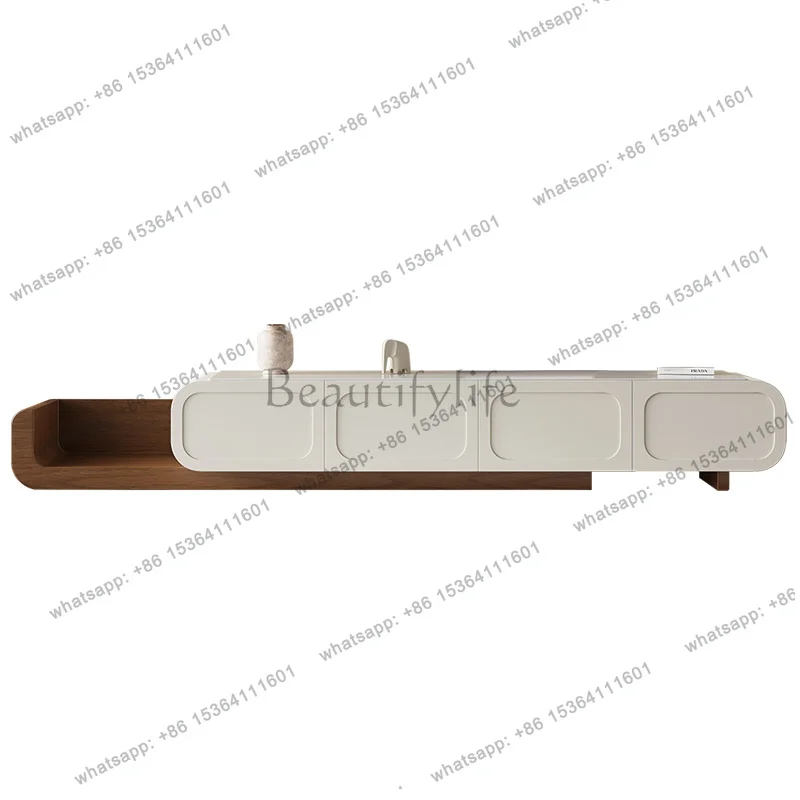 Unique European Beige Tv Cabinet Wood Minimalist Long Designer Living Room Tv Cabinet Space Saving Mueble